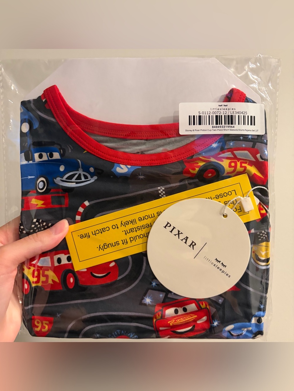 Little sleepies piston cup short sleeve and shorts pajama set 2T